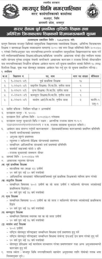 Teacher Vacancy Notice By Community Government School Teacher Job ...