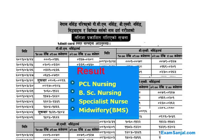 Nursing Council Name Register License Resul PCL BSC Nursing Midwife Specialist Nurse Result